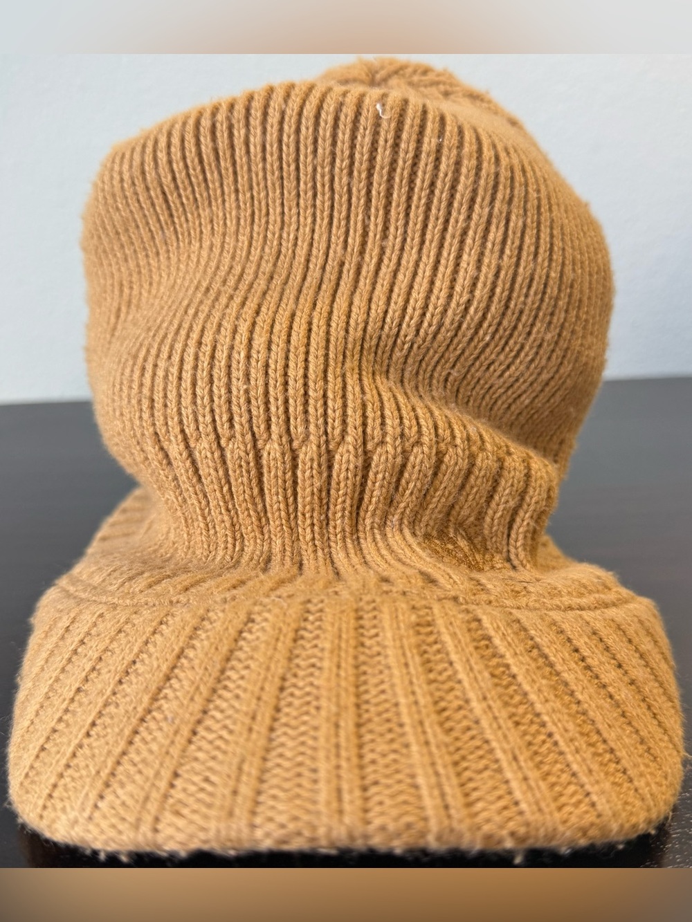 🧢 Timberland Ribbed Knit Visor Beanie Hat – Wheat Tonal Logo Rare Style - Picture 2 of 10